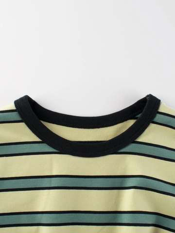 Kids Boys Striped Short Sleeve T-Shirt Cotton Lycra Round Neck Summer Casual Striped Top For Children Toddler Clothing