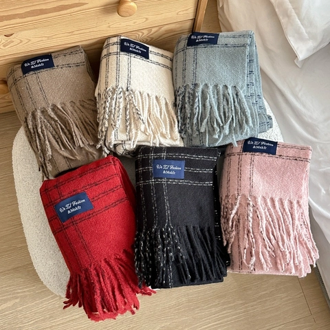 Classic British Plaid Scarf For Women Winter Thick Warm Cashmere Like Tassel Shawl Wrap Soft Elegant Commuting