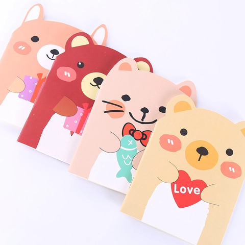Cartoon Bear Animal Shaped Mini Notebook Portable Pocket Memo Pad For Kids Students Prize School Office Supplies Stationery