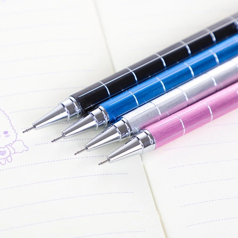 Portaminas de Metal Profesional con Mina de 0.5mm Lápiz de Dibujo Tipo Presión Con Agarre de Rejilla Antideslizante Para Oficina Escuela
