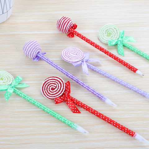 Creatieve Lolly Balpennen Plastic Stip Strikje Decoratieve Student School Kantoor Briefpapier Schattige Nieuwigheid