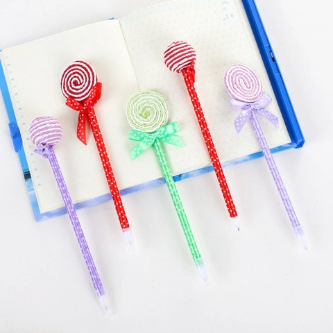 Creatieve Lolly Balpennen Plastic Stip Strikje Decoratieve Student School Kantoor Briefpapier Schattige Nieuwigheid