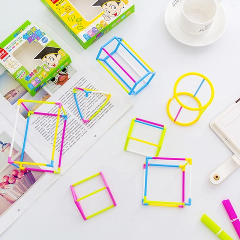 DIY Geometric Building Blocks Educational Stem Toy For Kids Multicolor Plastic Puzzle Construction Kits For Geometry Learning Gift