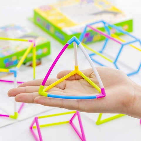 DIY Geometric Building Blocks Educational Stem Toy For Kids Multicolor Plastic Puzzle Construction Kits For Geometry Learning Gift