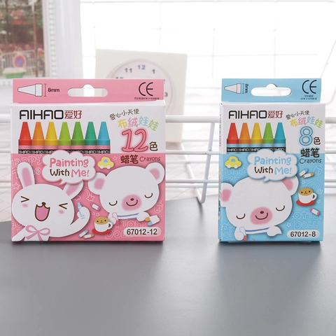 AIHAO Kids Multicolor Wax Crayons Set Non-Toxic Smooth Drawing Sticks For Students School Art Supplies Creative Doodling Tools