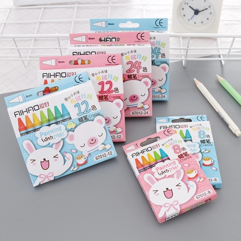 AIHAO Kids Multicolor Wax Crayons Set Non-Toxic Smooth Drawing Sticks For Students School Art Supplies Creative Doodling Tools