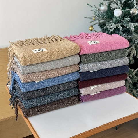 Sciarpa Invernale Per Donna Morbida Spessa Calda In Maglia Testurizzata Con Frange Moda Tinta Unita Scialle Lungo Collo