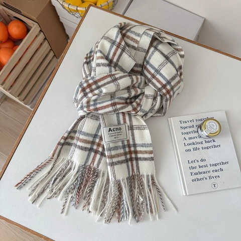 Damen Karo Quasten Schal Winter Warm Kaschmir-ähnlich Weich Groß Schultertuch Wrap Dick Gitter Schals Mode Accessoires