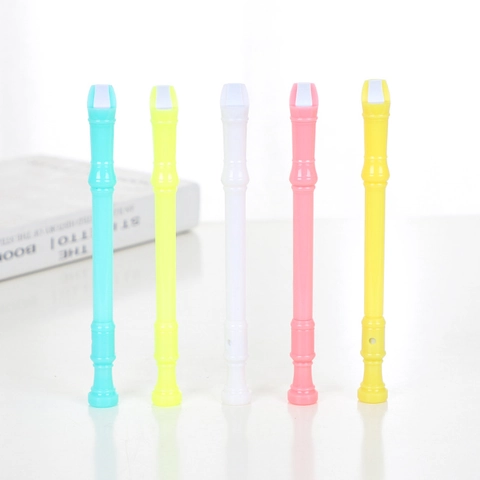 Stylo Gel En Forme De Flûte Design Flûte À Bec Plastique Encre Colorée Papeterie Pour Étudiants Enfants Nouveauté Jouable