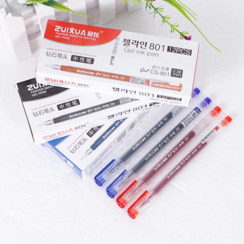 Penna Gel ad Alta Capacità 0,38 mm Punta Extra Fine a Ago Scrittura Fluida Inchiostro Impermeabile Fusto Trasparente