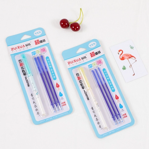 0.5mm Needle Tip Erasable Gel Pen Blue Ink Refills Student School Office Writing Stationery Supplies Stationery