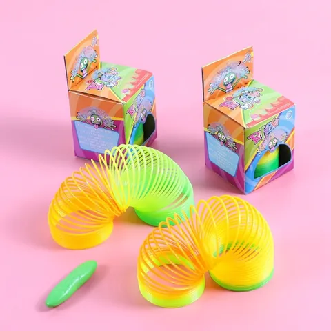 Regenboog Veer Speelgoed Plastic Slinky Magische Cirkel Voor Kinderen Stressverlichting Sensorische Feestartikelen Nieuwigheid