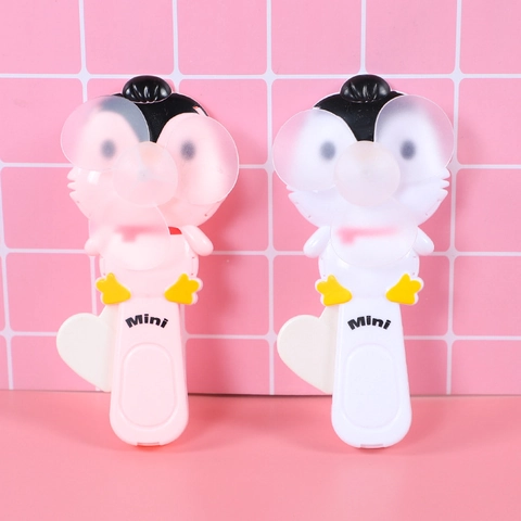 Portable Hand Press Mini Fan Cartoon Penguin Cow Pattern Manual Handheld Cooling Fan No Battery For Kids Students Summer Gift