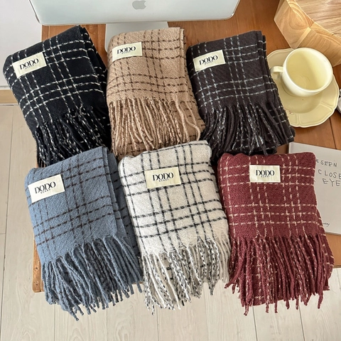 Sciarpa Classica A Quadri Per Donna Caldo Spesso Imitazione Cashmere Scialle Invernale Con Frange Morbido Scaldacollo Lungo