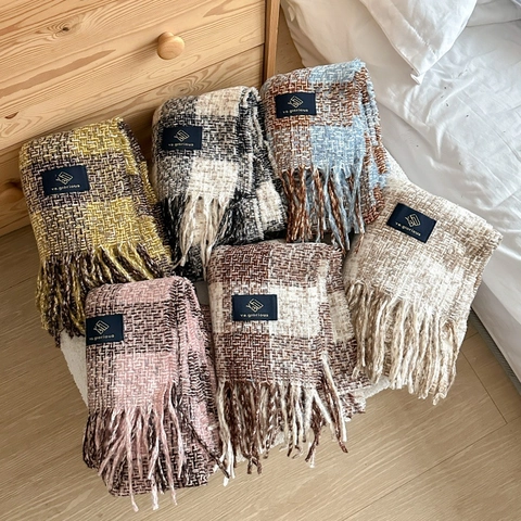 Sciarpa A Quadri Imitazione Cashmere Morbido Caldo Spesso Lungo Scialle Con Nappe Retro Plaid Inverno Per Donne