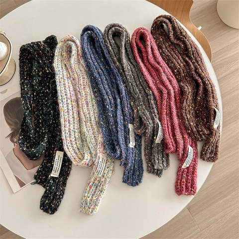 Mode Dames Gebreide Smalle Sjaal Met Veelkleurige Confetti Punten Zacht Warm Imitatie Kasjmier Nekwarmer Voor Herfst Winter Dagelijks Gebruik
