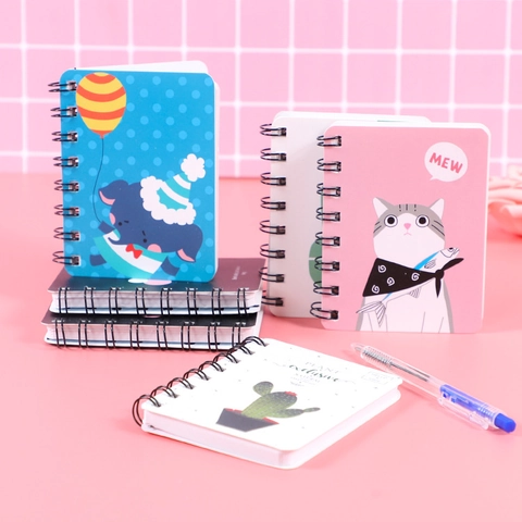 Mini Spiralnotizbuch Tragbares Taschenjournal Linierte Seiten Niedliches Cartoon Cover Studenten Schreibwaren Notizblock