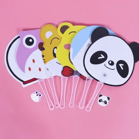 Cute Cartoon Animal Fruit Shaped Plastic Handheld Fan Summer Cooling Manual Fan For Children School Gift Prize Portable Hand Fan