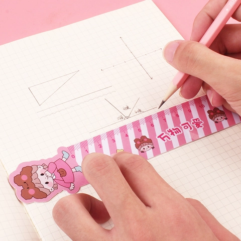 Kawaii Cartoon Animal Girl PP Bookmark Ruler 15cm Clear Scale Flexible Student Stationery Measuring Tool For School Rewards Gift