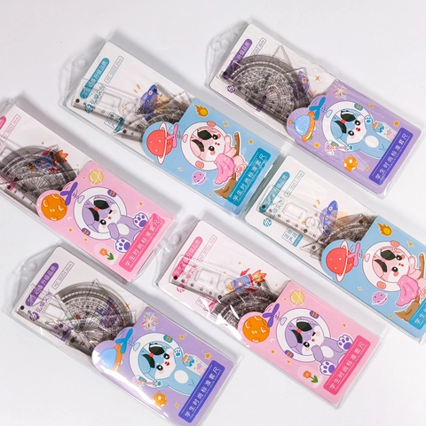 Cartoon Plastic Transparent Ruler Set Drawing Tools Triangle Ruler Protractor School Stationery For Kids Students Cute Pattern