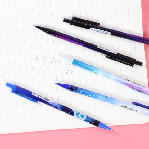 Creative Zodiac Starry Sky Mechanical Pencil Press Type Plastic Lead Writing Tool For Students School Office Stationery