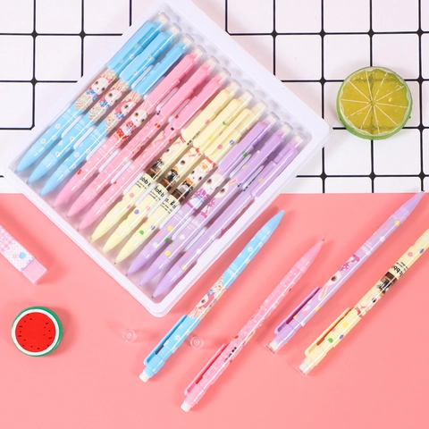 Portaminas De Dibujos Animados Conejo Kawaii Herramienta De Escritura Plástico Con Borrador Lindo Color Macaron Papelería Para Estudiantes