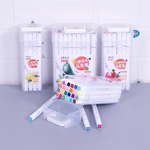 Washable Water Based Double Headed Markers And Portable Storage Box For Kids Art Painting Drawing Student Colorful Pens