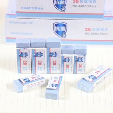 Gomma Antibatterica 2B Gomma Morbida Flessibile Cancellazione Pulita Per Studenti Scuola Ufficio Blu Striscia