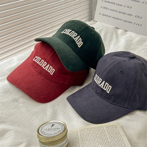 Vintage Cotton Baseball Cap For Men Women Fashion Embroidered Colorado Letter Adjustable Sun Protection Outdoor Sports Dad Hat