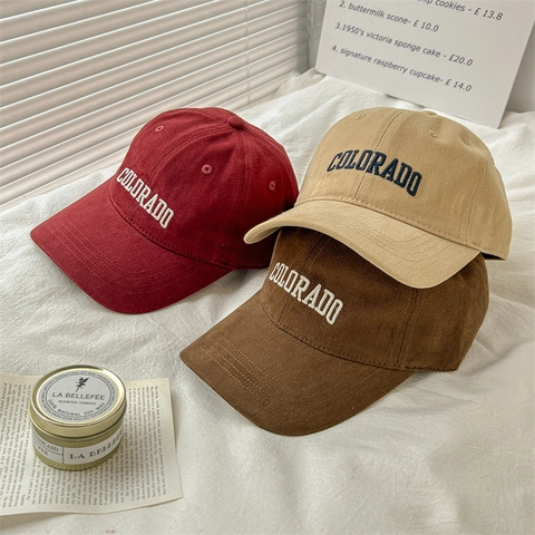 Vintage Cotton Baseball Cap For Men Women Fashion Embroidered Colorado Letter Adjustable Sun Protection Outdoor Sports Dad Hat