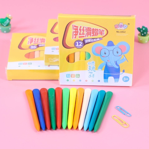 Triangular Plastic Crayons For Kids Washable Non Toxic Smooth Drawing Art Supplies Multiple Colors Easy Grip