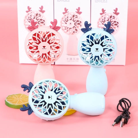 Mini Ventilatore Portatile USB Ricaricabile Da Tasca Raffreddamento Scrivania Design Cervo Carino Per Viaggi Ufficio