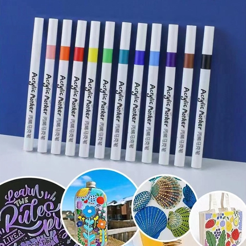 Marqueurs Acryliques Encre À Base D'eau Stylos Peinture Plastique Pour Roche Céramique Verre Tissu Toile DIY Art Artisanat Dessin