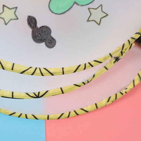 Enfants DIY Peinture Éventail Rond Tissu Satin Manche en Bambou Style Chinois Dessin Animé Floral Avec Peinture Acrylique Et Pinceau Cadeau Art Fait à la Main Éducatif