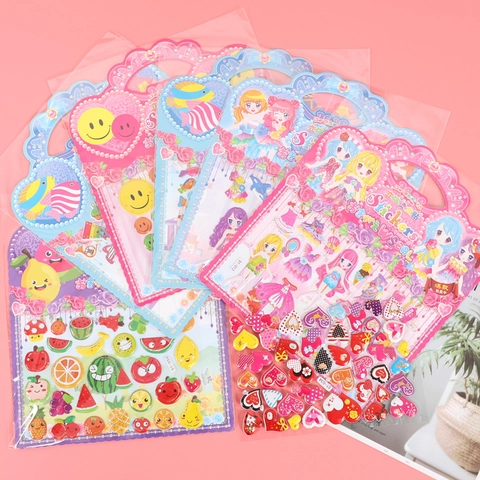 3D Bubble Cartoon Stickers For Kids Bronzing Puffy Decorative Stickers For DIY Scrapbooking Rewards Girls Gift