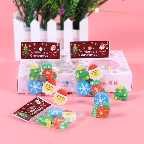 Kerst Gum Cartoon Kerstman Boom Sneeuwvlok Sok Rubber Mini Schattig Briefpapier Student Prijs Cadeau Feest