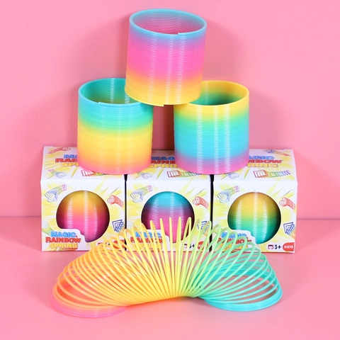 Regenboog Veer Speelgoed Plastic Kleurrijk Flexibel Sensorisch Spiraal Voor Kinderen Feestartikelen Bureau Decor