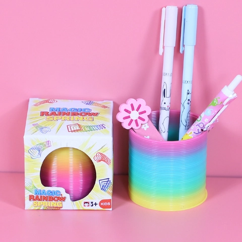 Regenboog Veer Speelgoed Plastic Kleurrijk Flexibel Sensorisch Spiraal Voor Kinderen Feestartikelen Bureau Decor