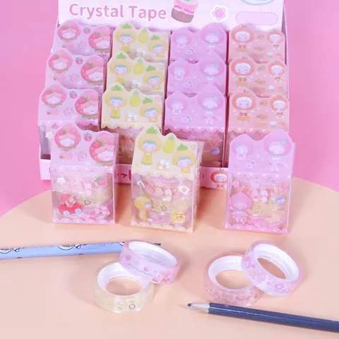 Decorative Tape Cartoon Crystal PET Transparent Scrapbooking Stationery DIY Planner Journaling Girls Fruit Pattern Novelty