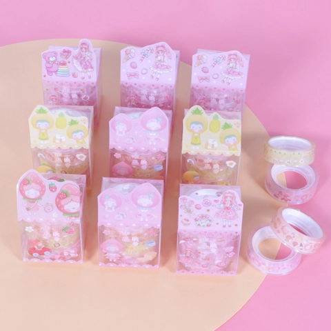 Decorative Tape Cartoon Crystal PET Transparent Scrapbooking Stationery DIY Planner Journaling Girls Fruit Pattern Novelty