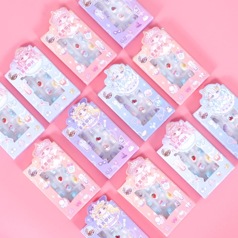 Unghie Finte Per Bambini Cartone Animato Simpatico Motivo Unghie Portatili Per Ragazze Decorazione Manicure DIY Plastica