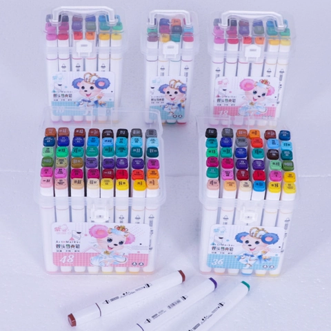 Ensemble de Marqueurs d'Art à Double Pointe à Base d'Alcool Stylos de Dessin Multicolores Pour Étudiants Artistes Croquis Avec Étui