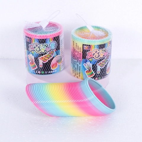 Magic Rainbow Spring Toy Large Colorful Gradient ABS Plastic High Elasticity Stretchable Sensory Toy For Kids Party Favor