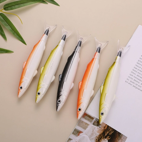 Creative Fish Shaped Ballpoint Pen Plastic Salted Fish Design Novelty Writing Tool Office School Student Gift Black Ink