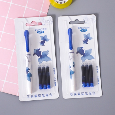 Vulpen Met Navulbare Inktcartridges Soepel Schrijvende Kantoorbenodigdheden Schoolbenodigdheden Blauw En Wit Porselein Stijl