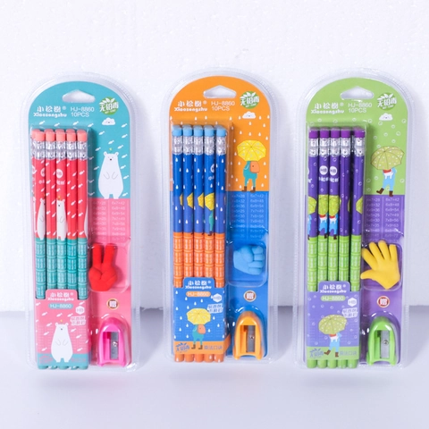 HB Wood Pencils With Eraser And Sharpener Cartoon Multiplication Table Printed Writing Stationery For Students Children