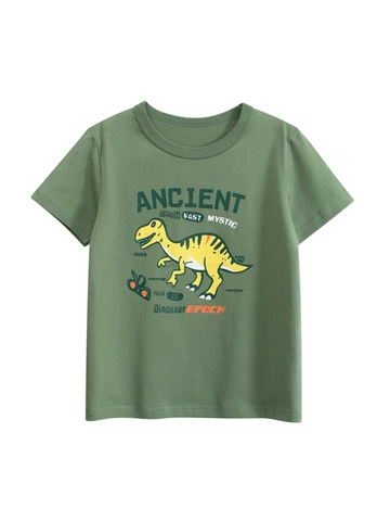 Jungen T-Shirt Reine Baumwolle Kurzarm Rundhals Karikatur Dinosaurier Grafik Sommer Lässiges Oberteil Für Kleinkinder