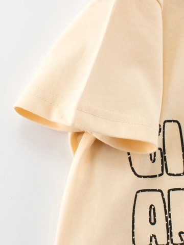 T-Shirt Da Ragazzo A Maniche Corte In Puro Cotone Con Stampa Dinosauro Cartone Animato Girocollo A Contrasto Vestiti Estivi