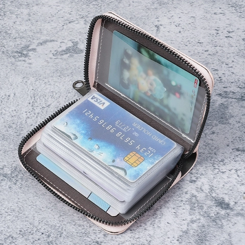 Retro PU Leather Zipper Card Holder Multi Slot Accordion Wallet Geometric Floral Print Credit Card Case ID Organizer