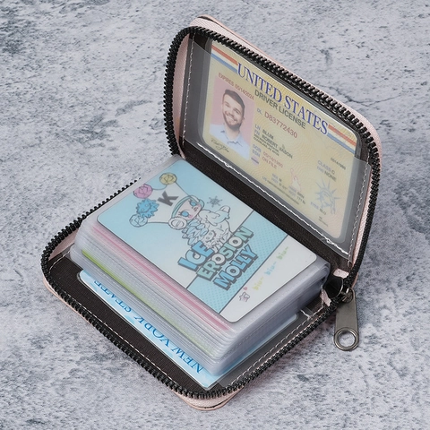 Portacarte In Pelle PU Portafoglio Da Donna Chiusura Con Cerniera Multi-slot Custodia A Fisarmonica Con Finestra Trasparente